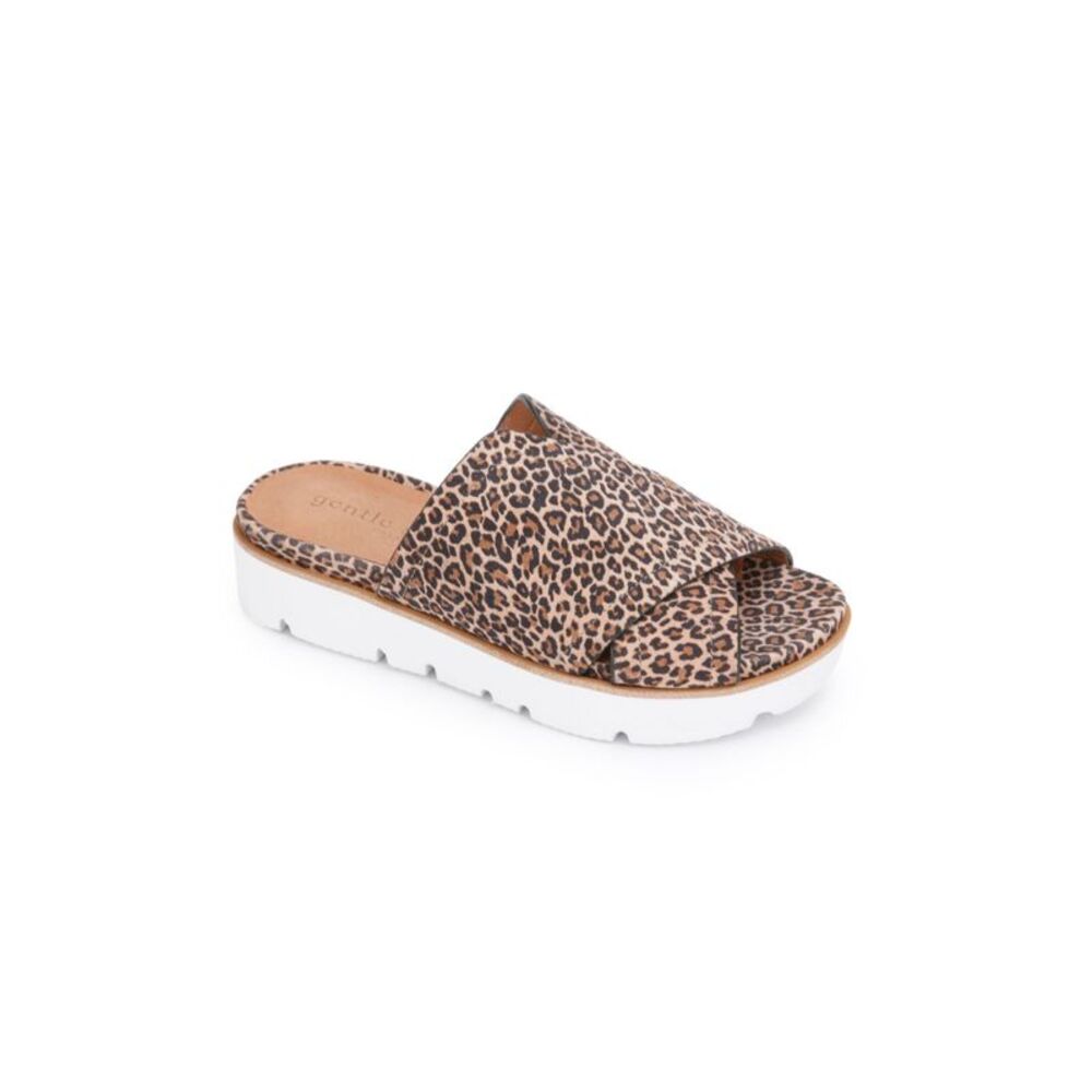 GENTLE SOULS KENNETH COLE Womens Brown 0.5"Platform Lavern Wedge Slide Sandals 6